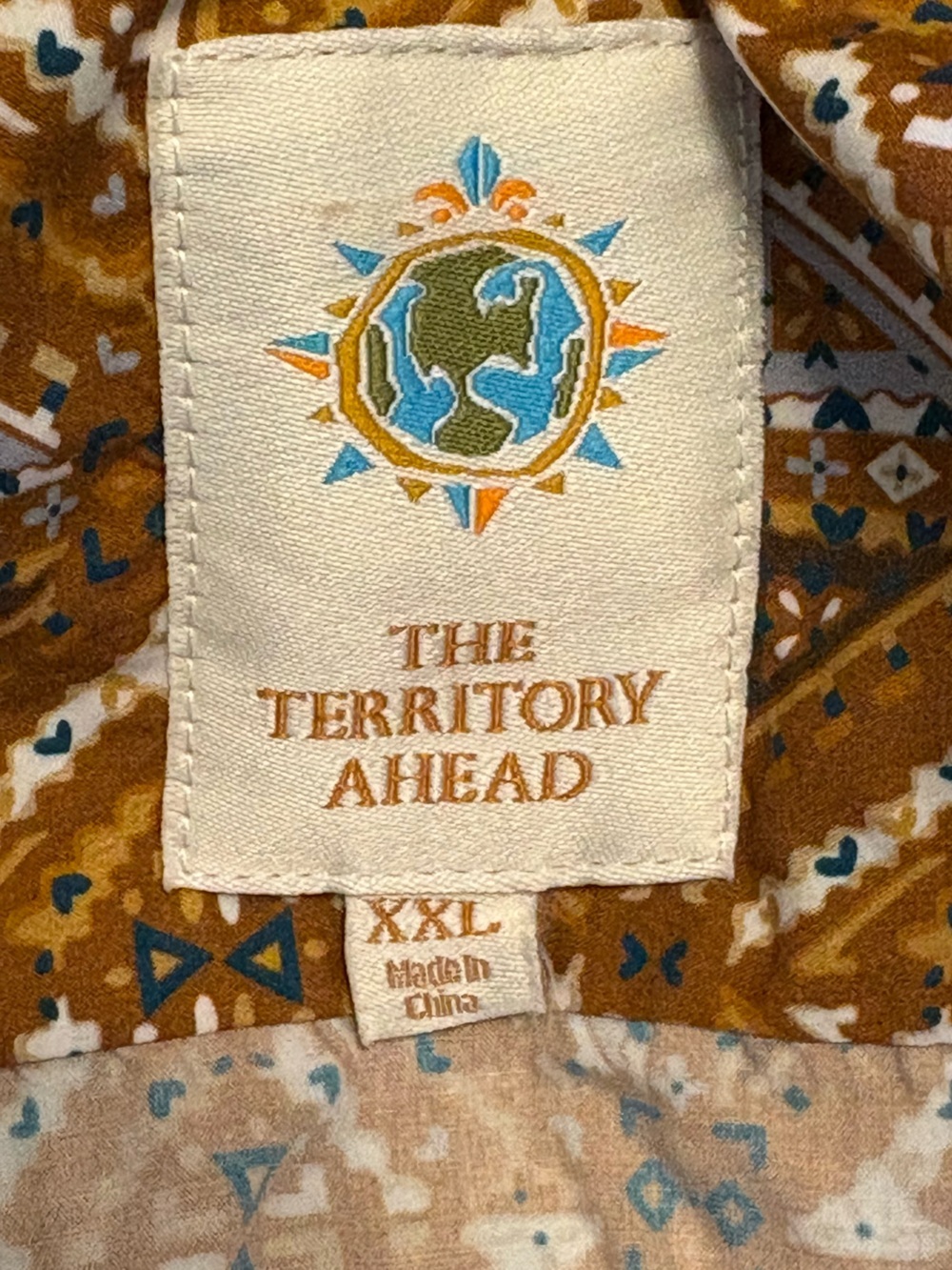 The Territory Ahead Rust Geo Cotton Short Sleeve Button-Down Shirt | Men’s XXL - Picture 2 of 11